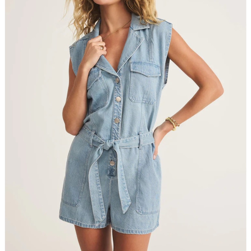 Z Supply Light Blue Denim Romper